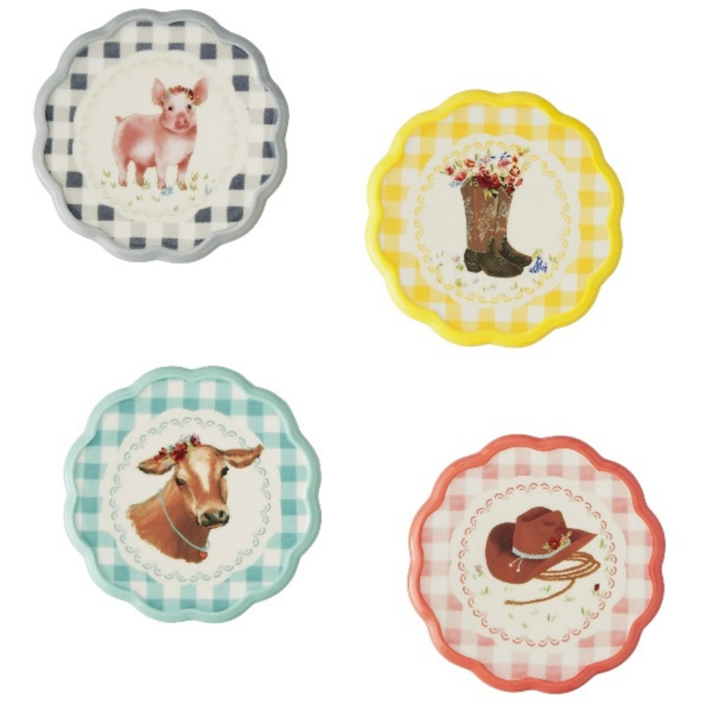The Pioneer Woman Gingham Pattern Coaster Set of 4